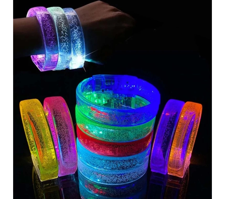 Nessiworld Sarı Led Işıklı Baskı Yapılabilen Pilli Bileklik Bilezik 1,5 cm Genişlik