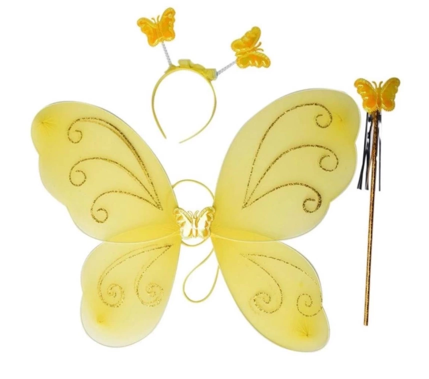 Nessiworld   Sarı Renk Kelebek Kanadı Tacı ve Sopası 50x37 cm