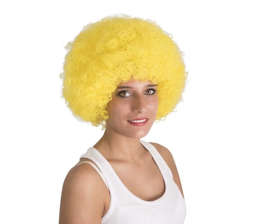NessiWorld Sarı Renk Kıvırcık Afro Bonus Peruk