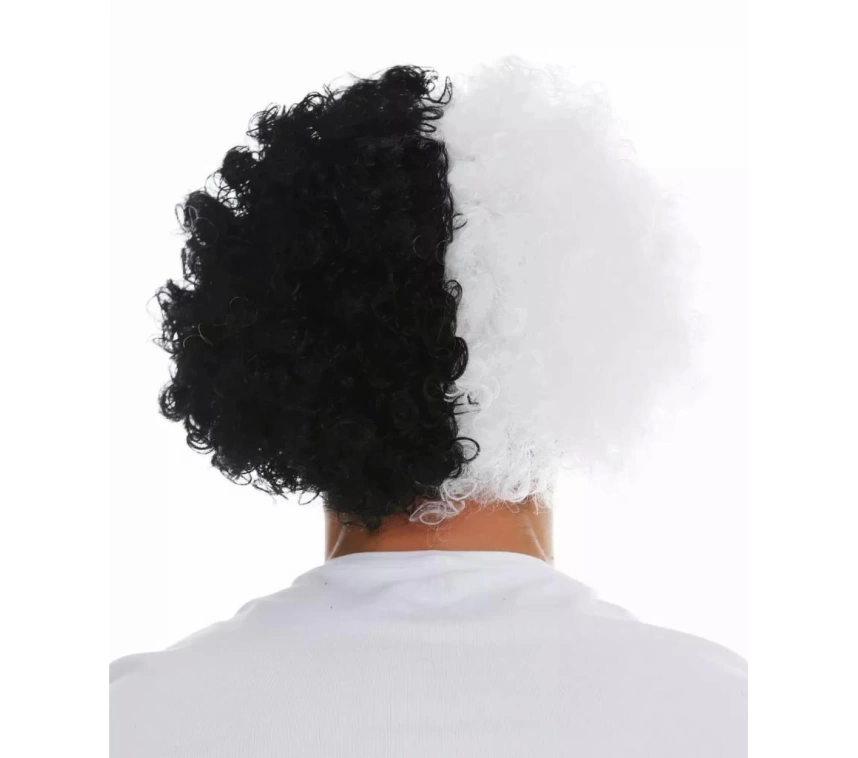 Nessiworld Siyah Beyaz Kıvırcık Afro Bonus Peruk Taraftar Bonus Saç