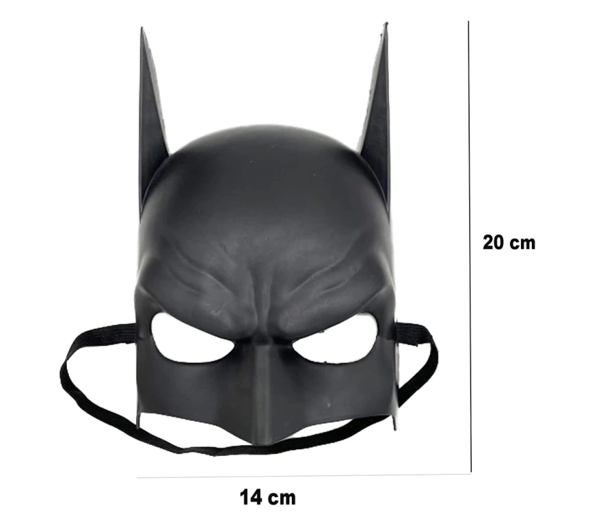 NessiWorld Siyah Renk Çocuk Boy Arkadan Lastikli Batman Maskesi A Kalite  20x14 cm