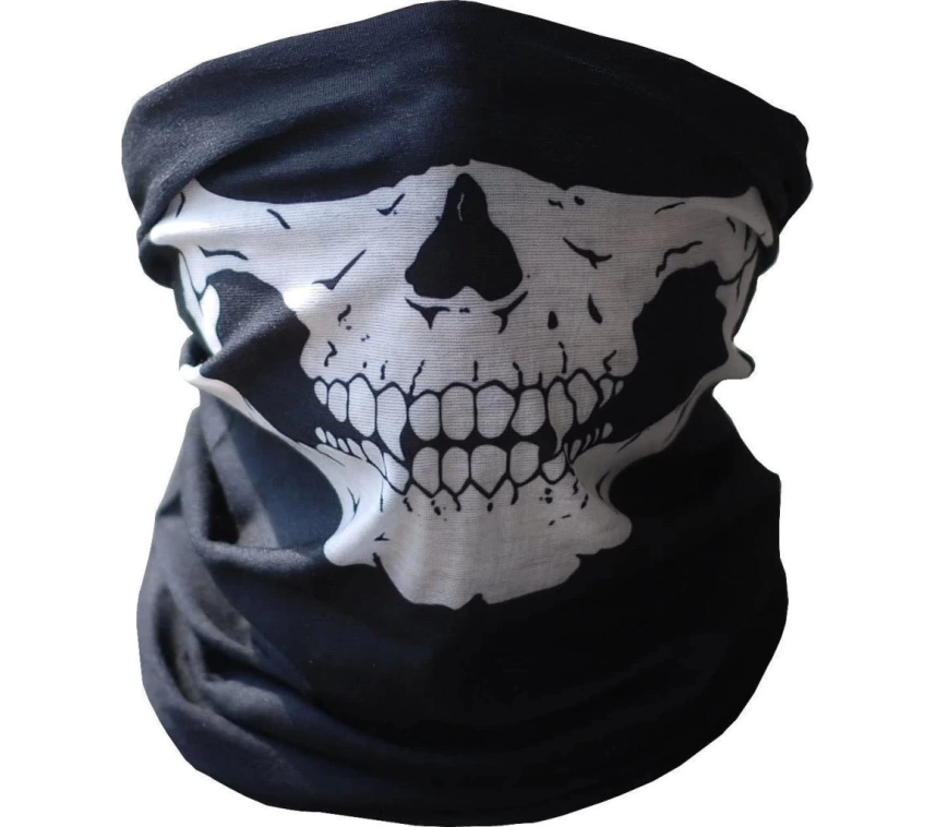 Nessiworld Siyah Renk Dikişsiz Çok Fonksiyonlu Çene Kafatası Yüz Maskesi Baf Buff Bandana Boyunluk Bileklik