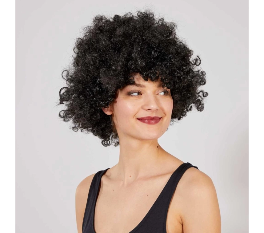 NessiWorld Siyah Renk Kıvırcık Afro Bonus Peruk