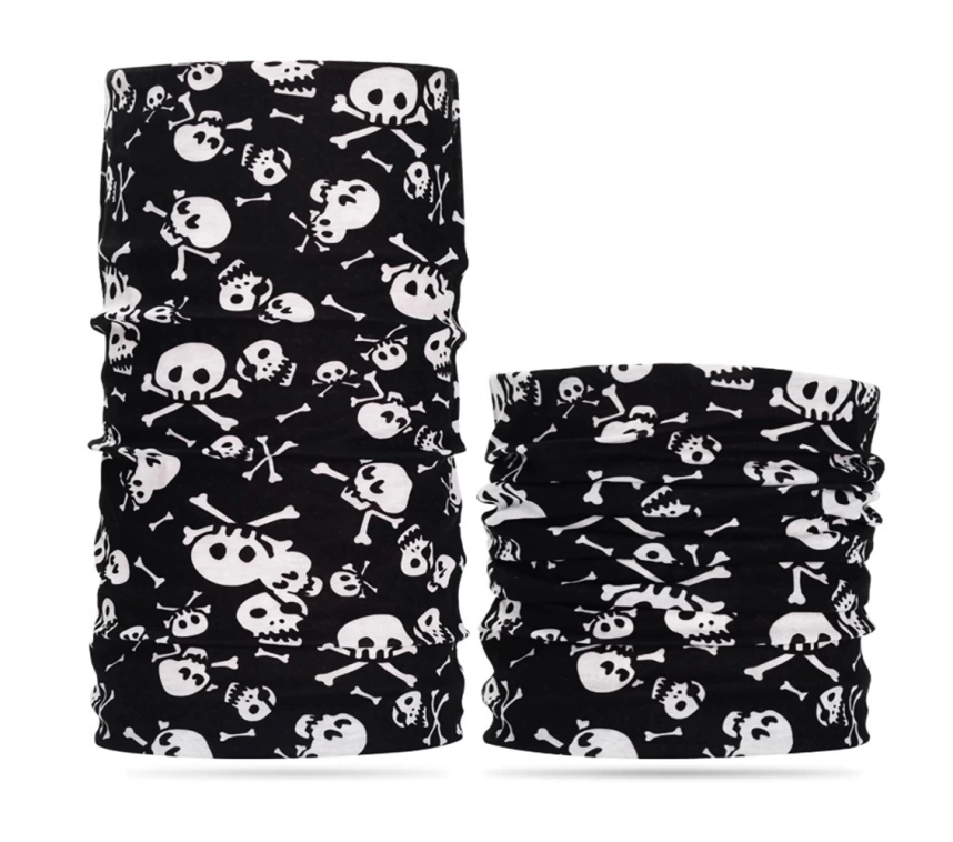 Nessiworld Siyah Renk Üzeri Beyaz Kemik Kafatası İskelet Baskılı Baf Buff Bandana 30x48 cm