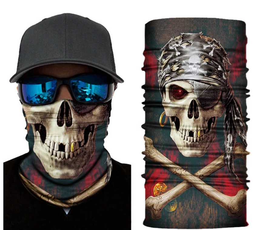 Nessiworld Siyah Renk Üzeri Likralı Korsan Kafatası Baskılı Baf Buff Bandana 30x48 cm