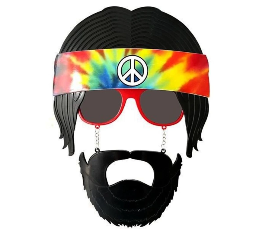 Nessiworld   Siyah Saçlı Bandana Tasarımlı Hippi Parti Gözlüğü 26x18 cm