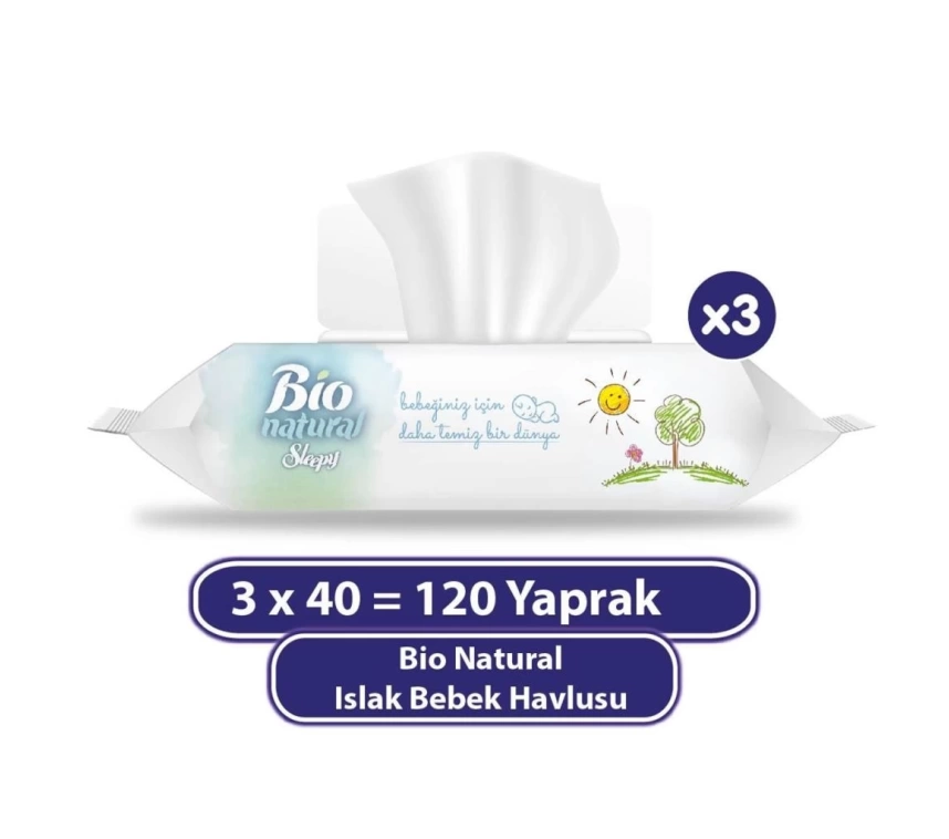 Nessiworld Sleepy Bio Natural Islak Havlu Mendil 3x40 120 Yaprak