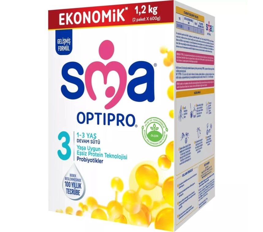 Nessiworld SMA Optipro Probiyotik 3 Bebek Devam Sütü 1-3 Yaş 1200 Gr