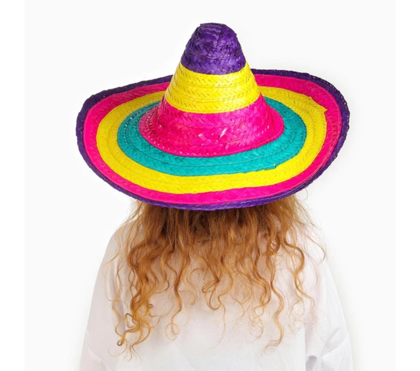 Nessiworld Sombrero Meksika Şapkası Renkli Örme Hasır Çocuk Boy