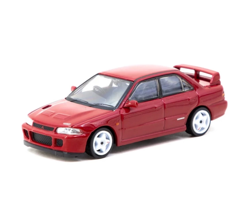Nessiworld Tarmac Works 1/64 Mitsubishi Lancer GSR Evolution II Red with Tarmac Cards