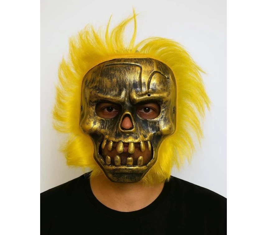 Nessiworld Wild Skull - Bakır Kafatası Sarı Saçlı İskelet Maske