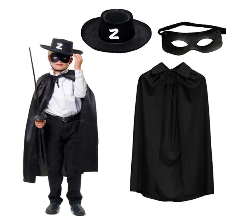 Nessiworld Zorro Pelerini Şapkası ve Maske Seti Çocuk Boy