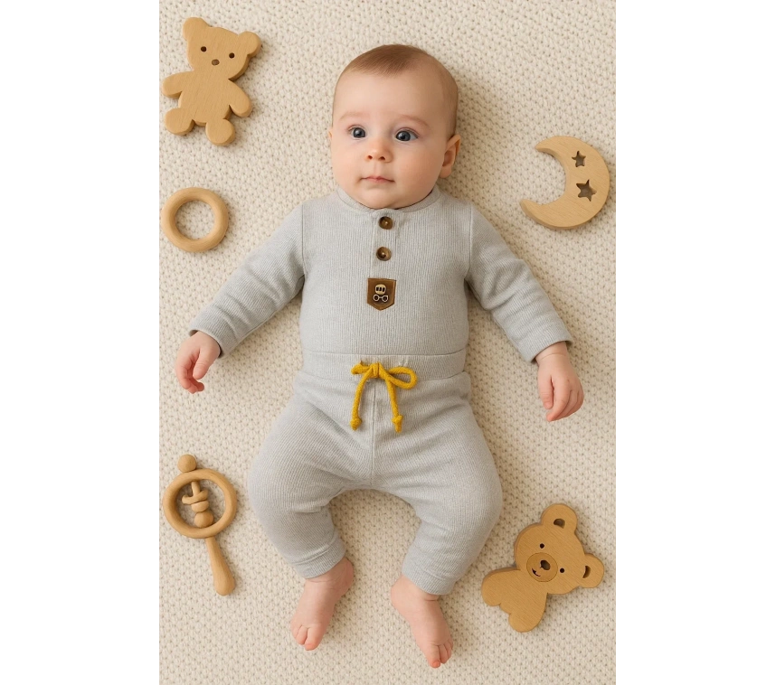 New Waffle Çıtlı Düğmeli 2li Mevsimlik Takım