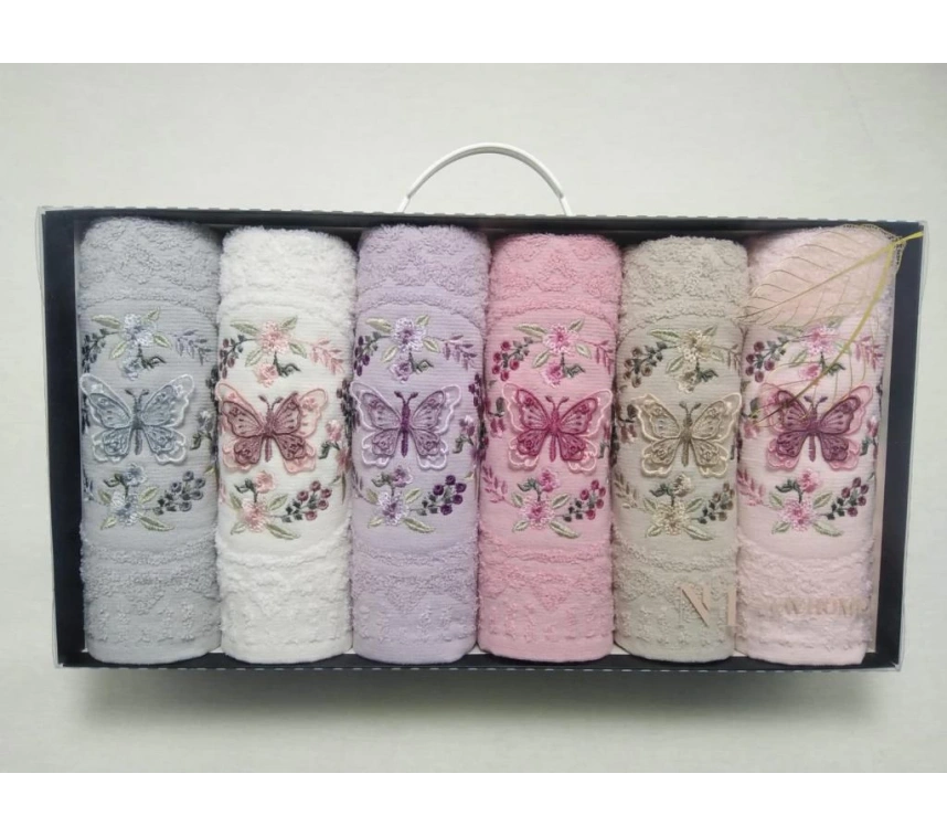 NH Clara Renkli Nakışlı 6lı havlu 50x90cm