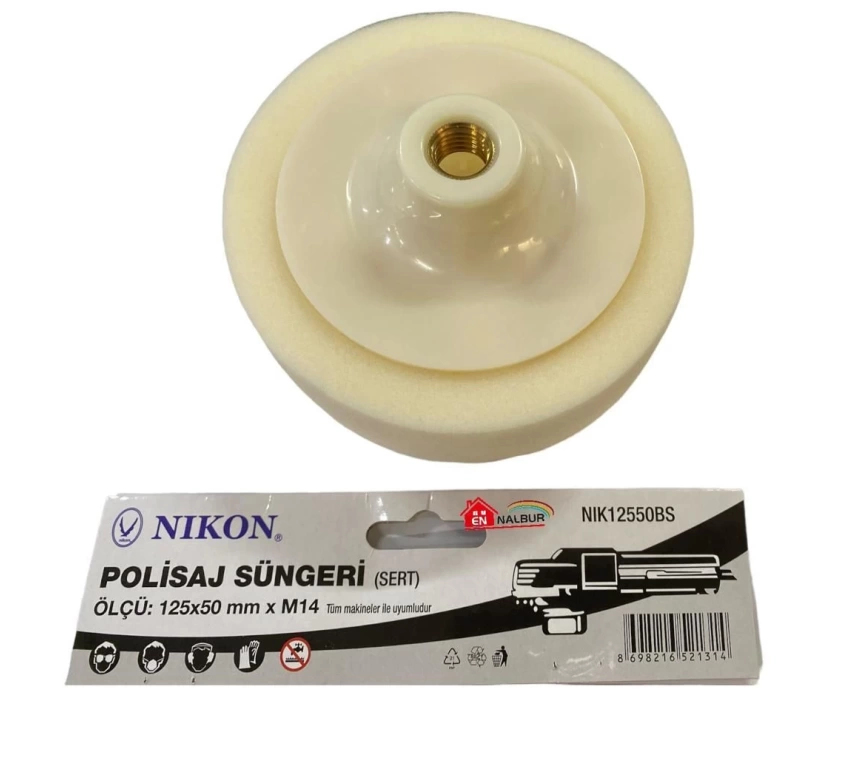 Nikon 12550BS Polisaj Süngeri 125 mm Beyaz Sert