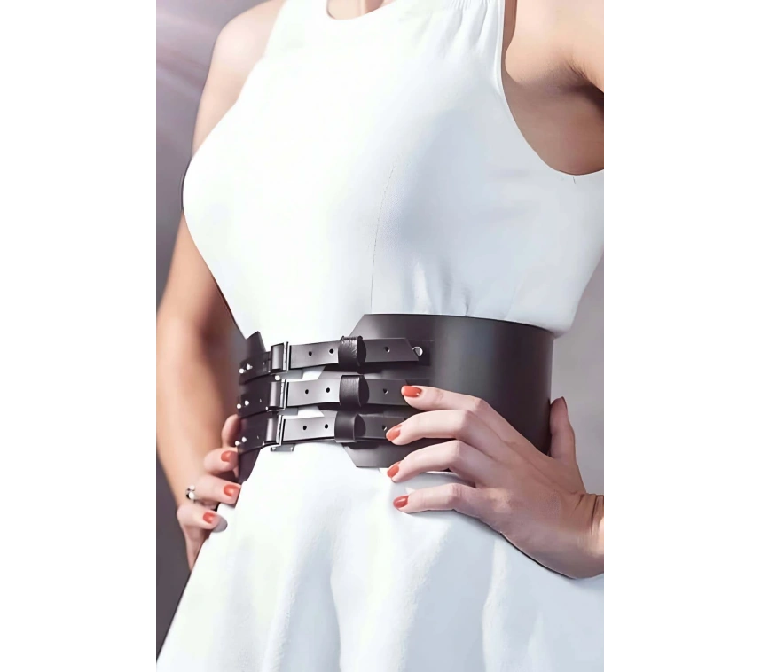 Önde 3 Toka Detaylı Şık Deri Kemer - Brf618