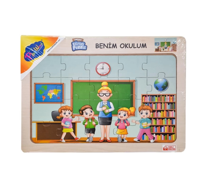 ONY-101-102-103 Ahşap Eğitici Puzzle Benim Okulum -Onyıl