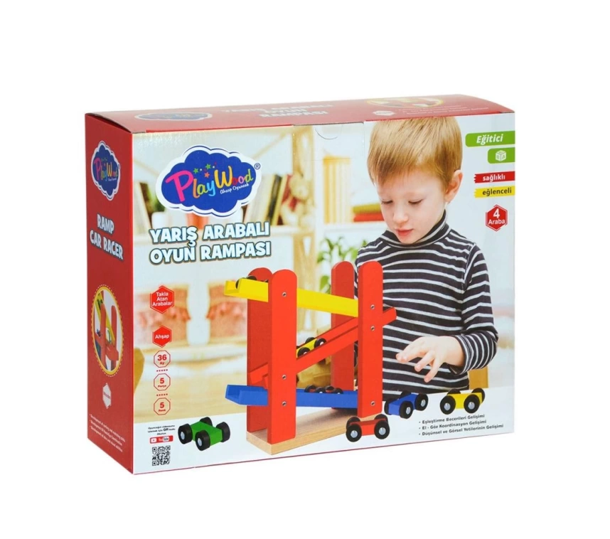 ONY-382 PlayWood  Ahşap Yarış Arabalı Oyun Rampası-Onyıl