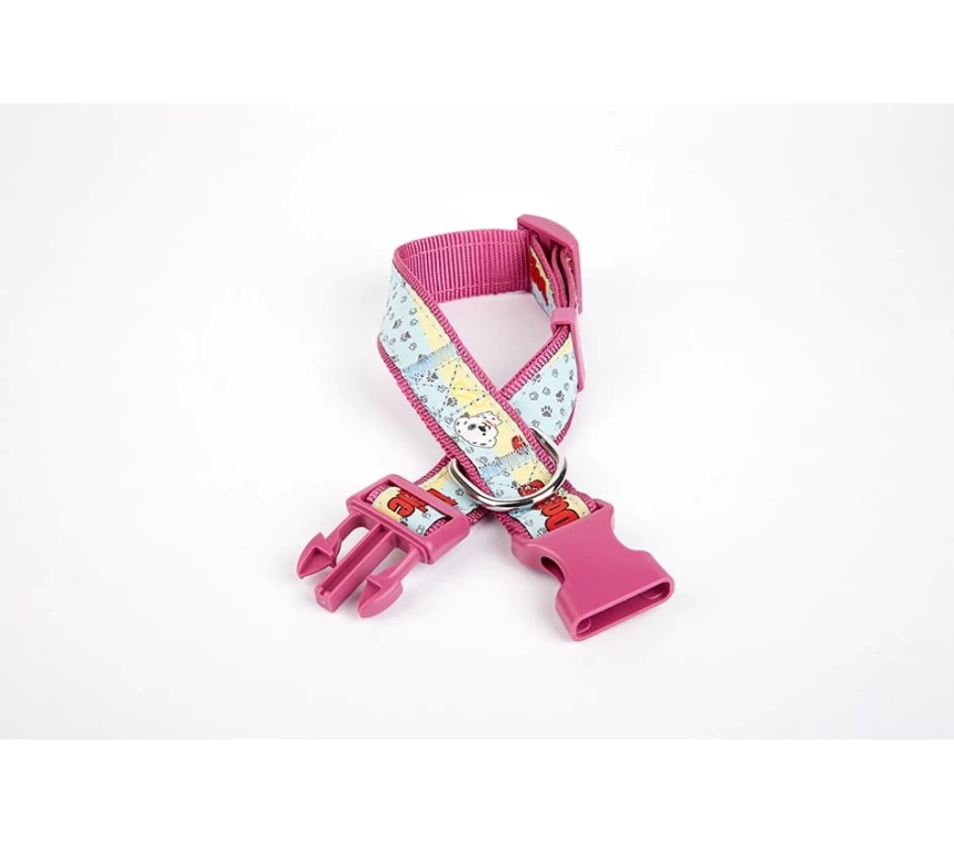 Pati Desenli Dokuma Köpek Boyun Tasması 3 cm x 36-60 cm Mor