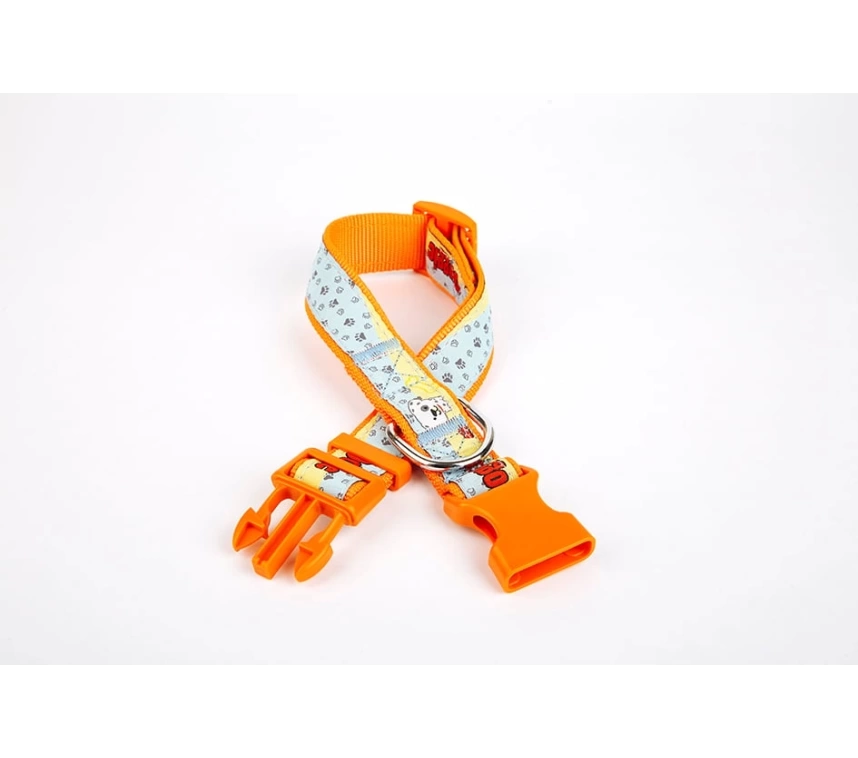 Pati Desenli Dokuma Köpek Boyun Tasması 3 cm x 36-60 cm Turuncu