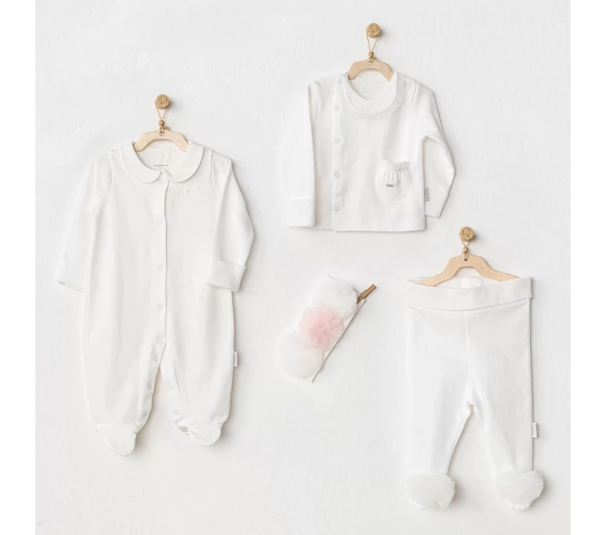 Petit Love Newborn Tüllü 4 Parça Set Ekru