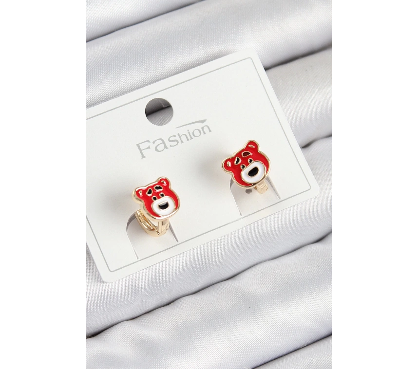 Pirinç Ayıcık Model Gold Renk Çocuk Küpe