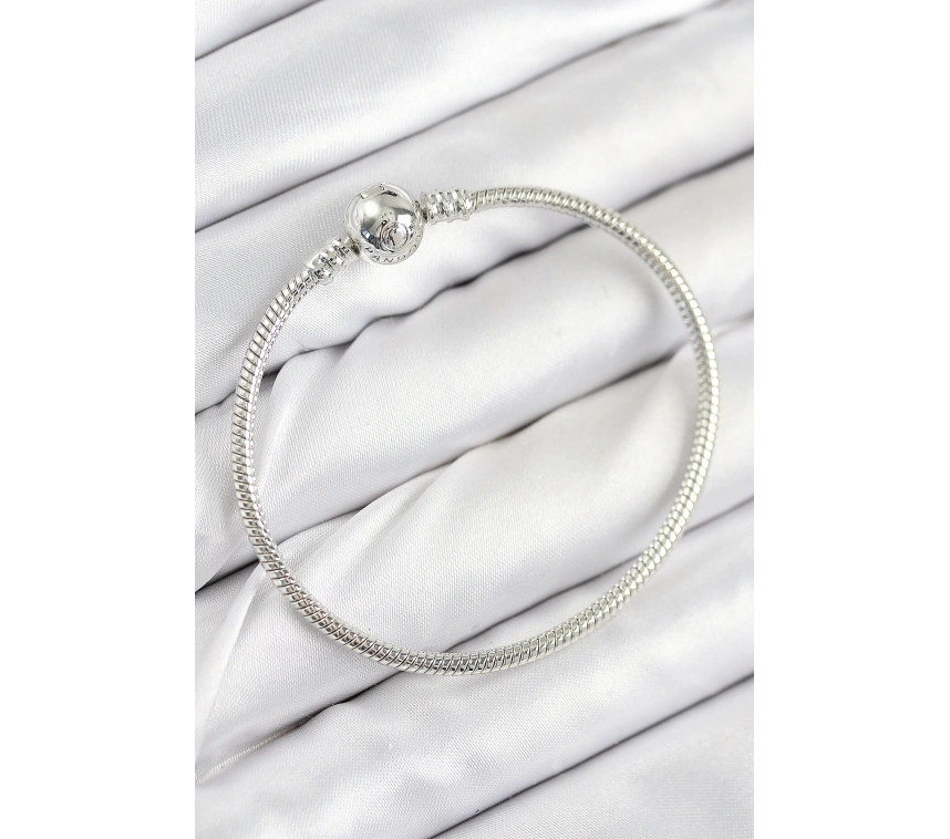 Pirinç Charm Topcuk Model Gümüş Renk Kadın Bileklik