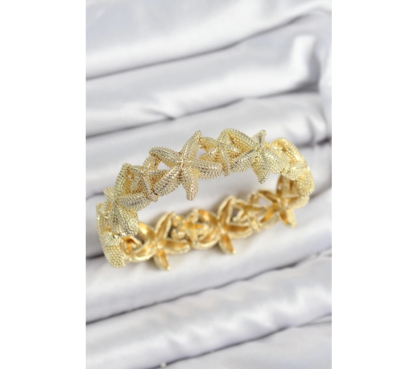 Pirinç Deniz Yıldızı Model Gold Renk Lastikli Kadın Bileklik