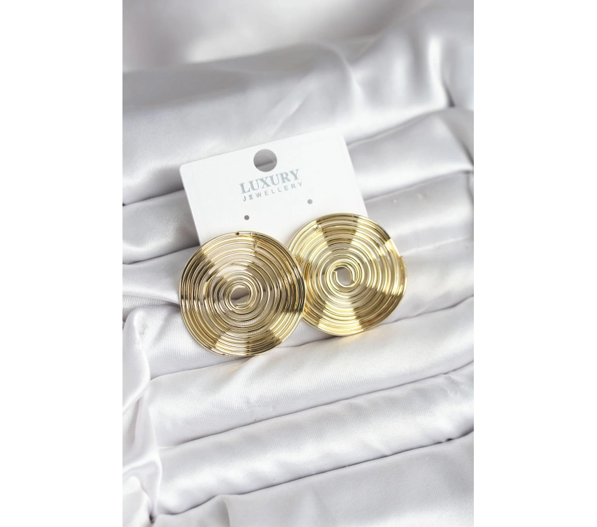 Pirinç Gold Renk Circle Model Kadın Küpe