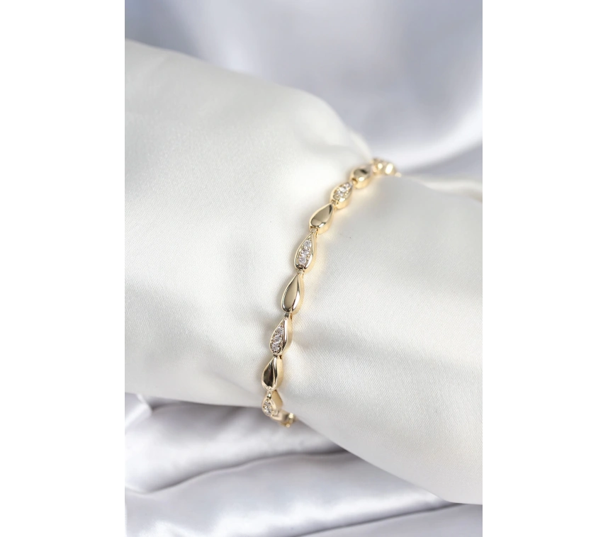 Pirinç Gold Renk Damla Model Kadın Bileklik