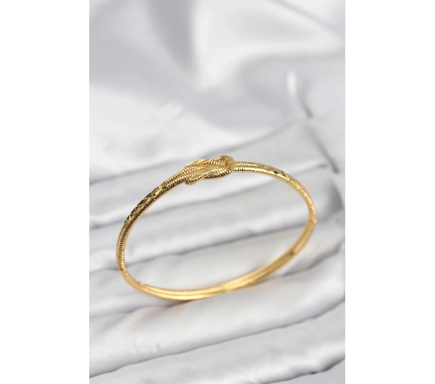 Pirinç Gold Renk Düğüm Model Kadın Kelepçe Bileklik