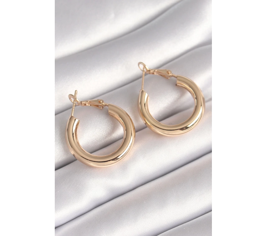 Pirinç Gold Renk Halka Model Kadın Küpe