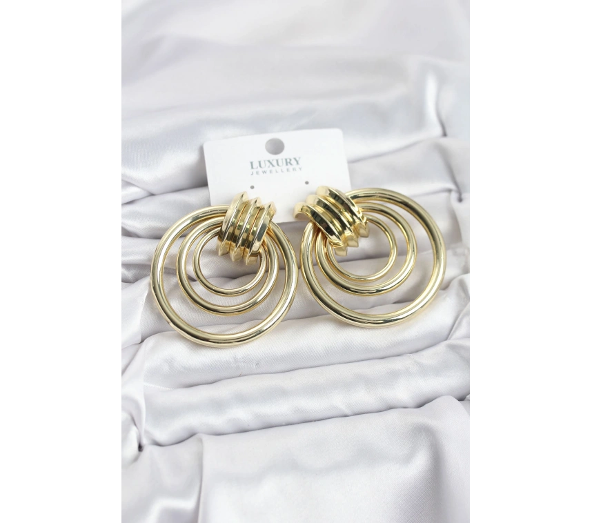 Pirinç Gold Renk Halka Model Vintage Kadın Küpe