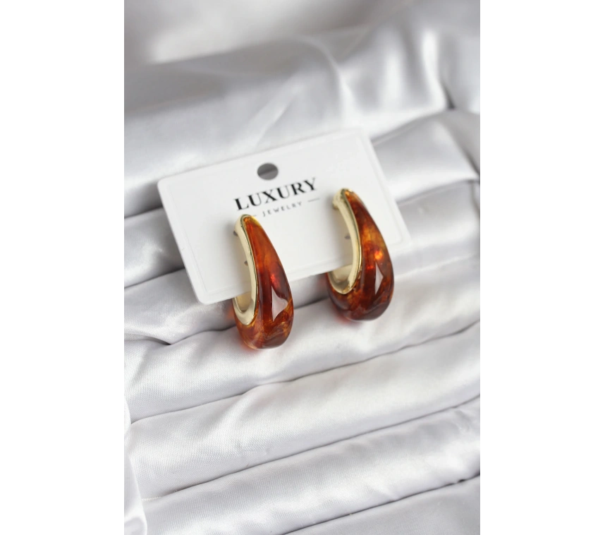 Pirinç Gold Renk Kahverengi Vintage Kadın Küpe