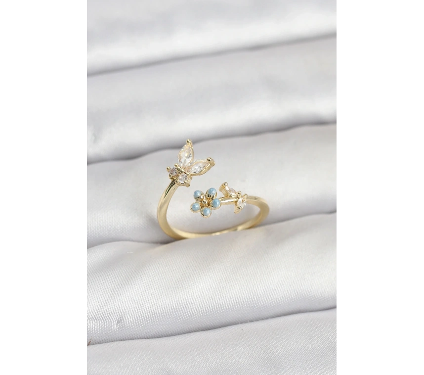 Pirinç Gold Renk Kelebek Model Kadın Yüzük