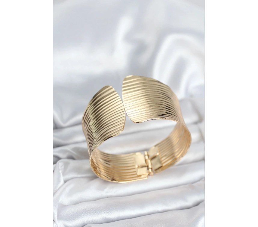 Pirinç Gold Renk Levha Model Kadın Bileklik