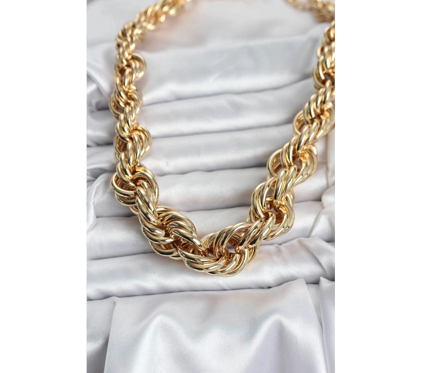 Pirinç Gold Renk Sarmal Halat Model Kadın Kolye