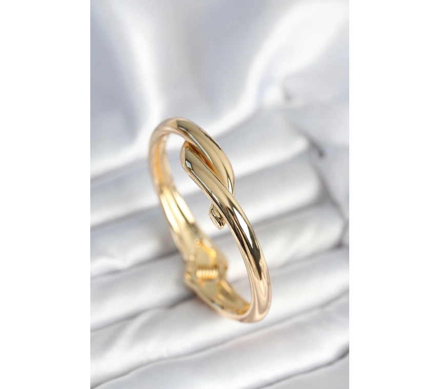 Pirinç Gold Renk Sarmal Model Kelepçe Bileklik