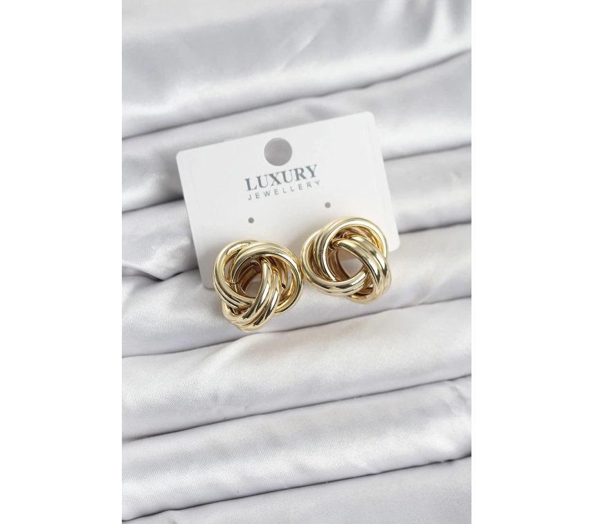 Pirinç Gold Renk Vintage Sarmal Model Kadın Küpe