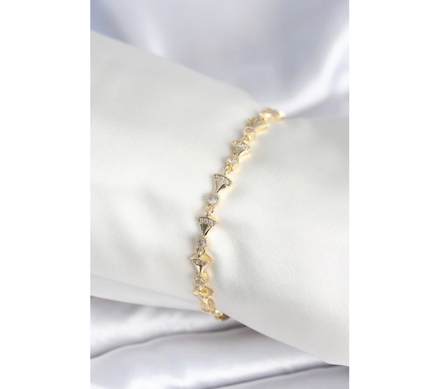 Pirinç Gold Renk Yelpaze Model Kadın Bileklik
