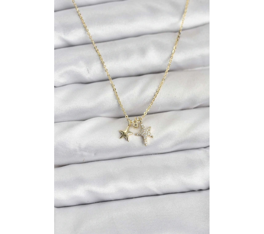 Pirinç Gold Renk Yıldız Minimal Kadın Kolye