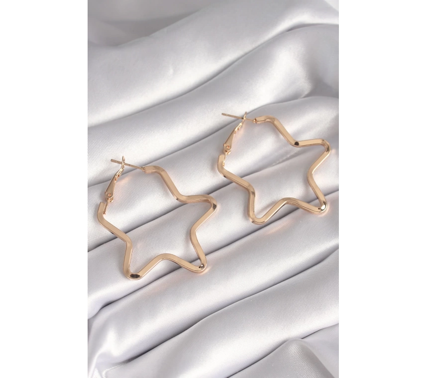 Pirinç Gold Renk Yıldız Model Kadın Küpe