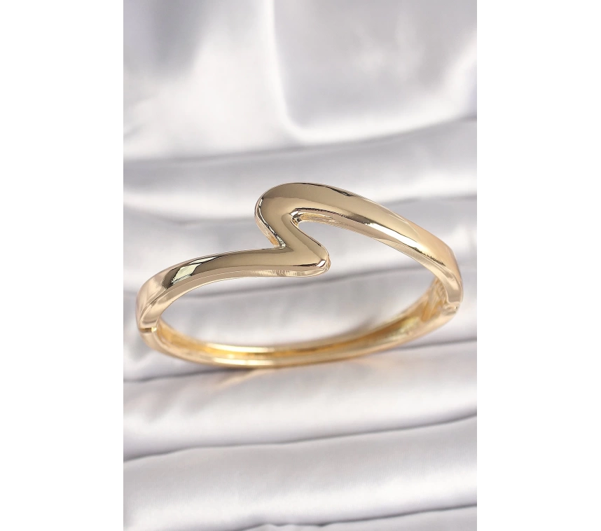 Pirinç Gold Renk ZikZak Model Kadın Kelepçe