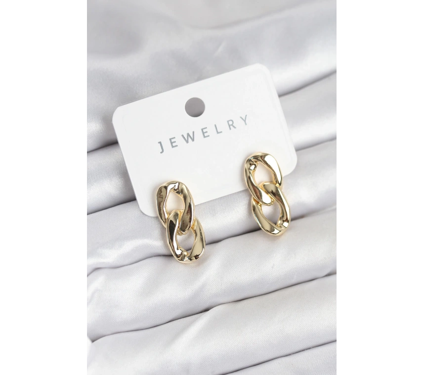 Pirinç Gold Renk Zincir Model Kadın Küpe