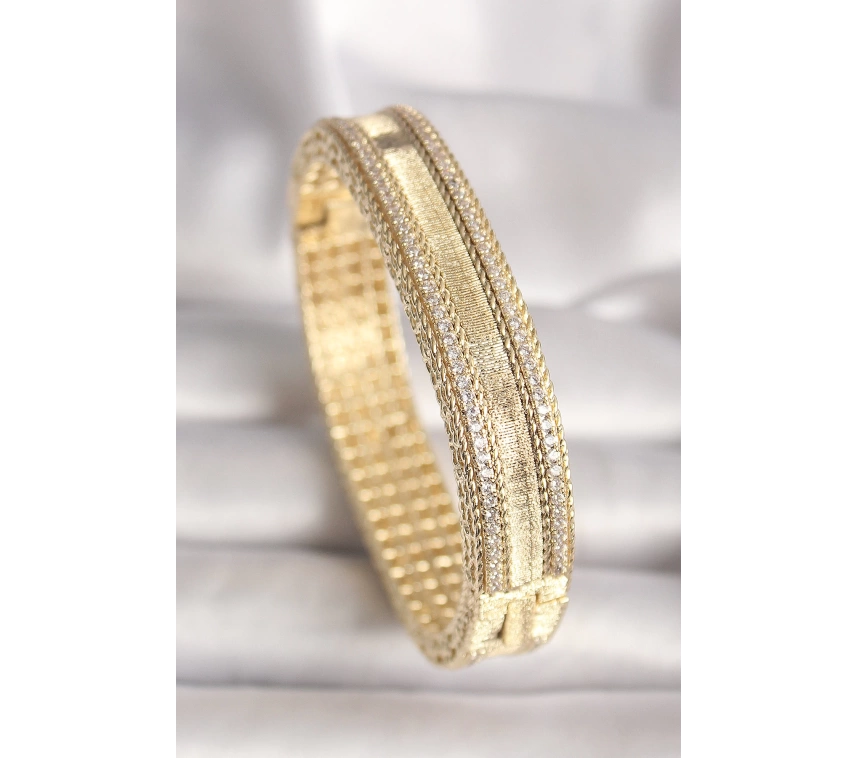 Pirinç Gold Renk Zirkon Taşlı Bileklik
