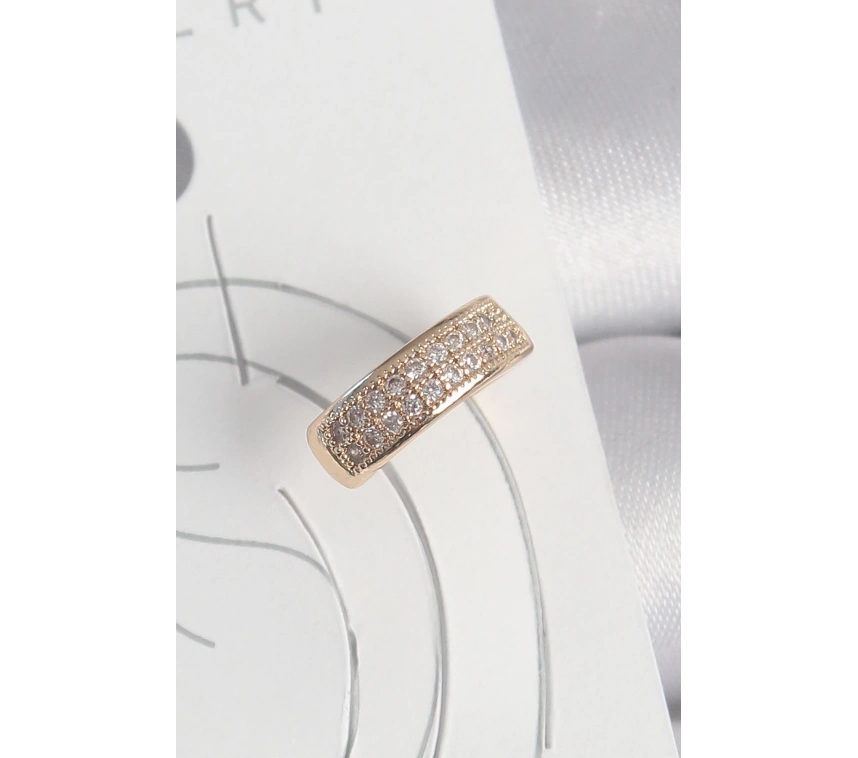 Pirinç Gold Renk Zirkon Taşlı Kadın Kıkırdak Küpe