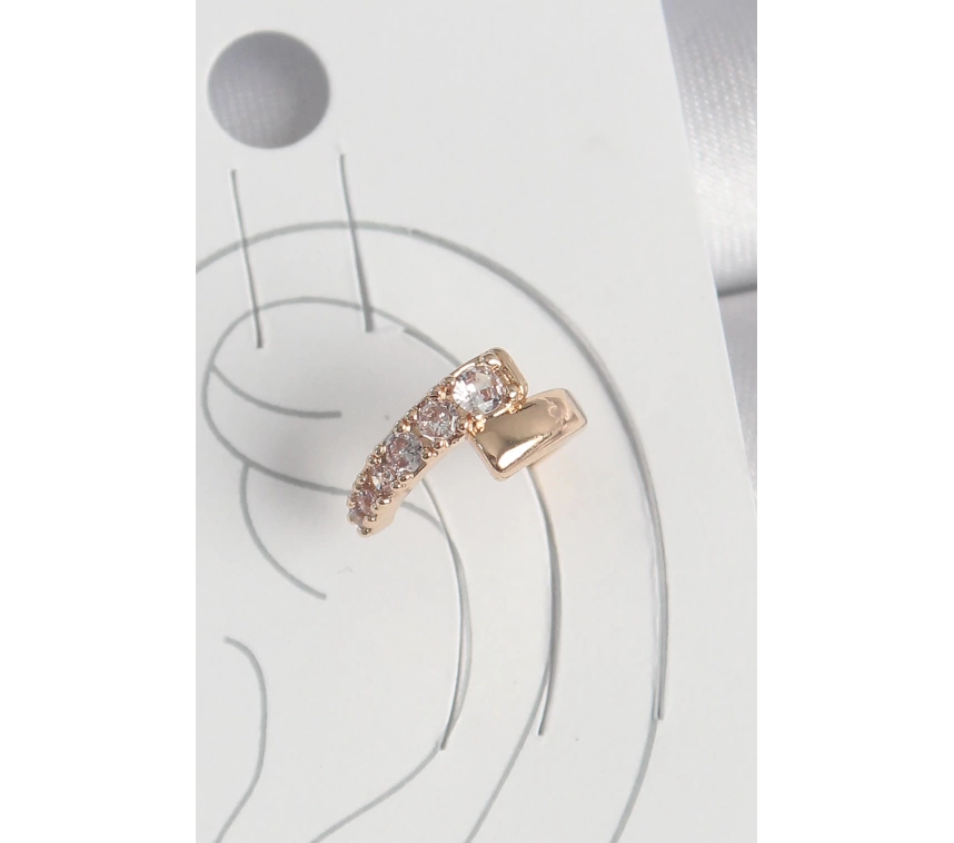 Pirinç Gold Renk Zirkon Taşlı Kadın Kıkırdak Küpe