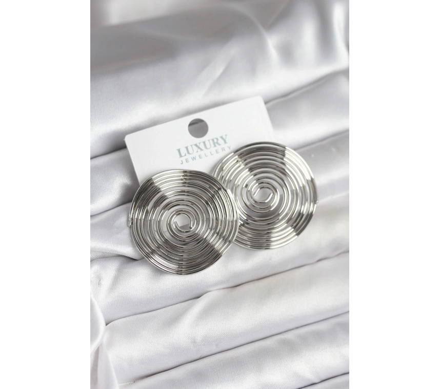 Pirinç Gümüş Renk Circle Model Kadın Küpe