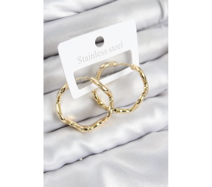 Pirinç Halka Model Gold Renk Kadın Küpe