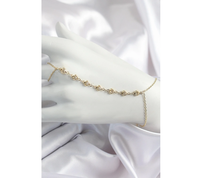 Pirinç Kalpli Zirkon Taşlı Y Model Gold Renk Kadın Şahmeran